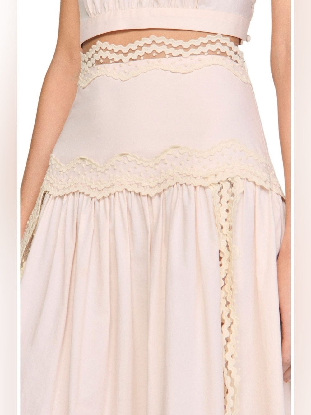 SANDRO outfit pink cotton trim SZ 1/ US4 $683 - Picture 4 of 14
